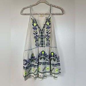 Anthropologie Maeve Embroidered Cotton Racerback Tank (L)